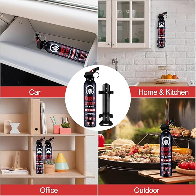 3Pack Dry Stop Fire Extinguisher for Home - Auto Fire Extinguisher for Truck Vehicle, 600g Dry Chemical Powder A B C Fire Extinguisher for Kitchen, Car, Boat, Marine, Portable Use (3 Blue)