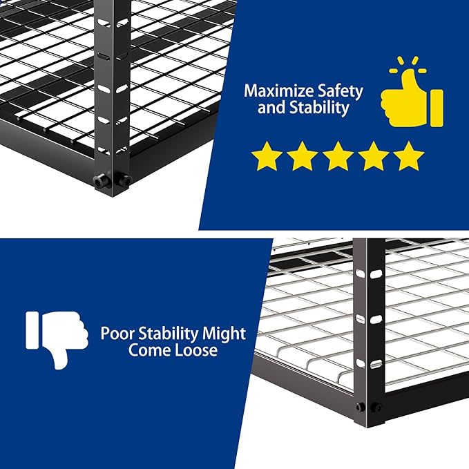 4x8 Overhead Garage Storage Rack with 4 Extra Hooks – Adjustable Heavy-Duty Ceiling Storage System (22"-40"), Holds 600 lbs, 22 lbs per Hook, Steel Hanging Organizer for Tools, Bins & Bikes | Black