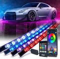 Xprite 4Pcs Underglow LED Lights for Cars, 8 Color RGB 252 LEDs Sound Active Function Music Mode Underglow Kit, Bluetooth APP & Remote Control, Waterproof Underbody Neon Strip Light for Car SUV Truck