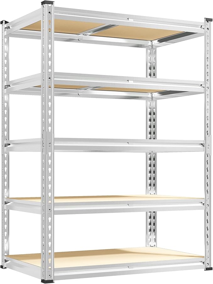 REIBII 72.05" H Storage Shelves 2300LBS Garage Shelving Heavy Duty Metal Shelving 5 Tier Garage Shelves Adjustable Metal Shelf for Kitchen Basement Pantry 35.45" W x 17.72" D x 72.05" H