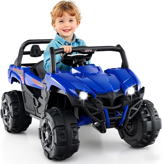 OLAKIDS 12V Ride on Car UTV, Battery Powered Off-Road Kids Electric Vehicles with Remote Control, Music, Horn, MP3, Lights, 3 Speeds, Soft Start, Ride on Truck for Boys Girls (Blue)