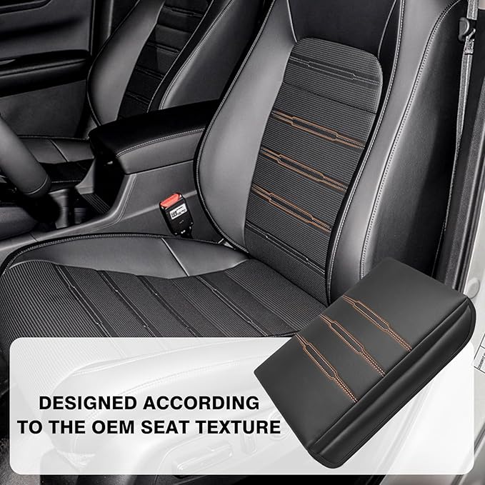Muslogy Center Console Cover Extra Thick Armrest Pad Compatible with Honda CR-V 2023+ & CRV Hybrid Accessories Arm Rest Cushion Padding Anti-Scratch Middle Console Pad Leather Armrest Lid Protector