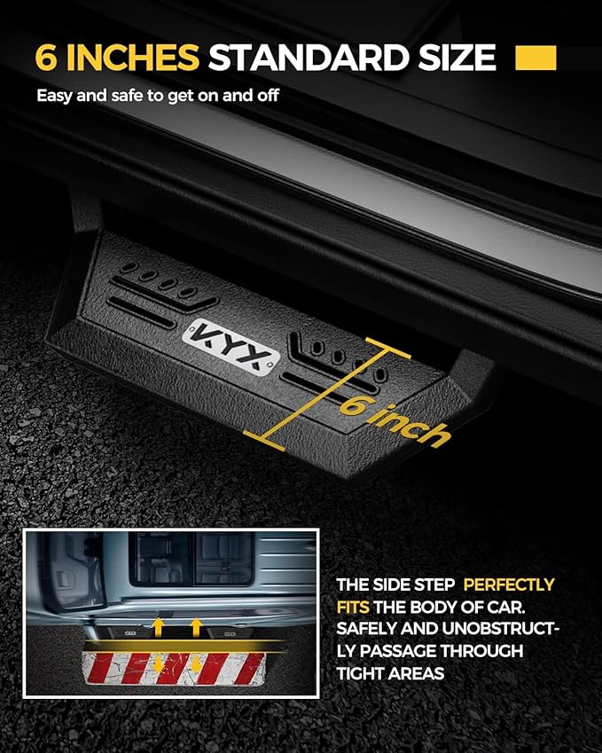 KYX Running Boards & Steps Nerf Bars Compatible with Ford F250 F350 Super Duty Crew Cab 1999-2016, A Pair 6 inch Car Door Side Steps Nerf Bars Truck Boards Step Rails-Silver Logo