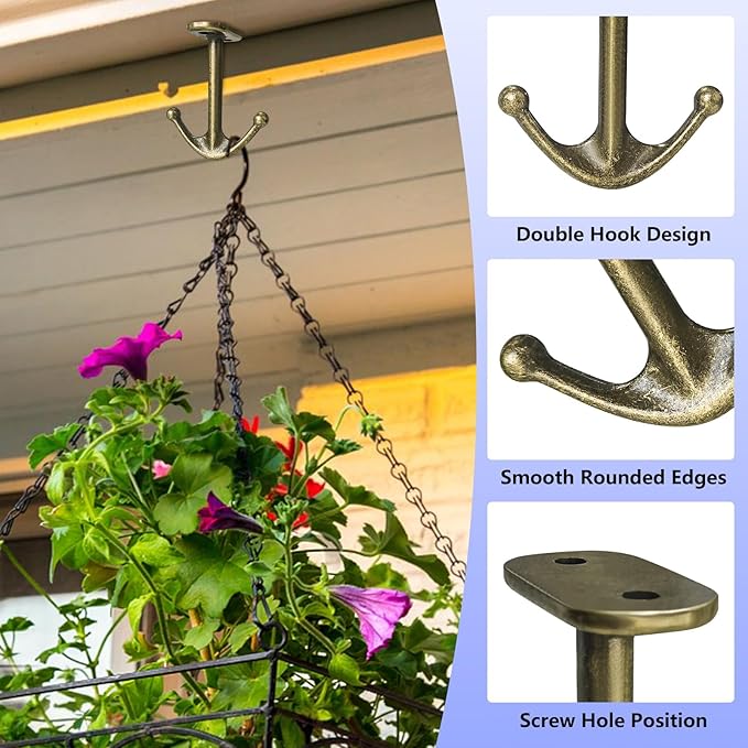 Ball Two Prong Ceiling Hook for Closet Top Bathroom Kitchen Cabinet Garage Pack of 8 (Bronze)