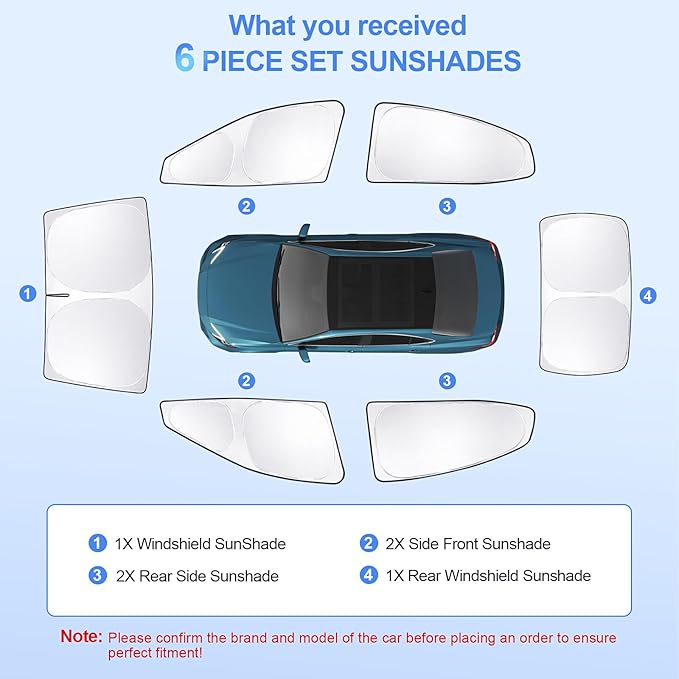 8pcs Car Window Shades for Toyota Camry 2025 Accessories,Windshield Side Rear Full Sunshade,Sun Visor UV Blocking, Privacy Protection and Blackout for Camping Outdoor