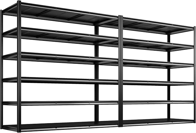 REIBII 84“H Garage Shelving Heavy Duty Storage Shelves 3500 LBS Adjustable Metal Shelving Uints and Storage for Garage, Warehouse, School, Commercial, Business, 60 "W x 24 "D x 84 "H, 2 Pack