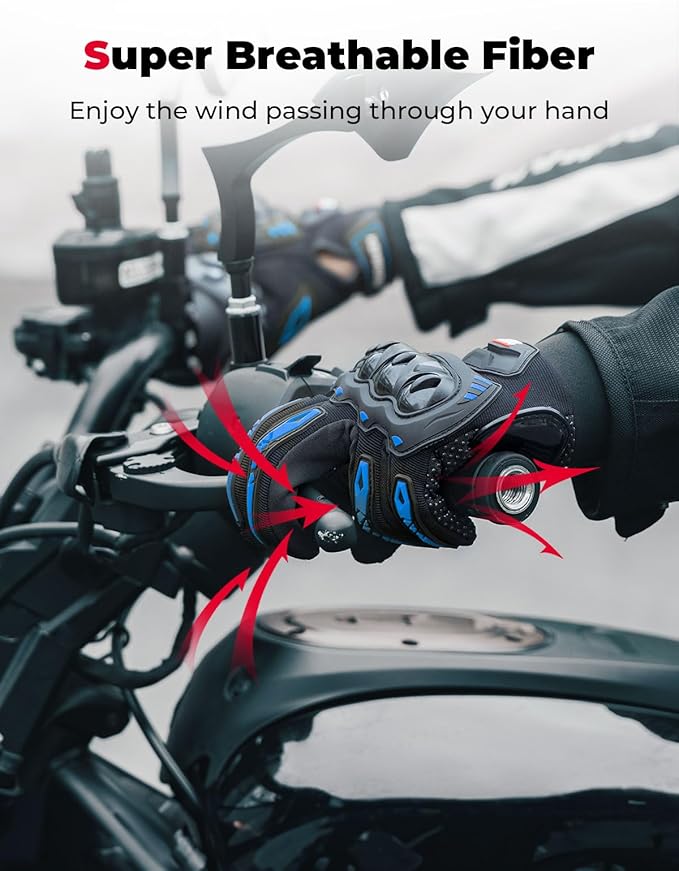 KEMIMOTO Motorcycle Gloves for Men/Women, Touchscreen Dirt Bike Gloves with Shell, Anti-Slip for Motorbike, Riding, Racing, Cycling, Dirt Bike, ATV, UTV, Motocross, BMX, Hiking