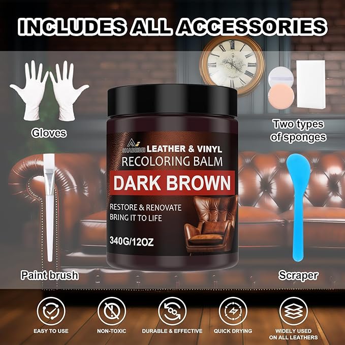 Leather Scratch Repair Balm-Leather Color Restorer for Couches Leather Scratch Remover for Carseat Boots Leather Couch Scratch Repair Couches (Dark Gray)