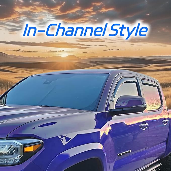 4 PCS in-Channel Rain Guards Fit for 2009-2018 Dodge Ram 1500 Crew Cab, 2019-2023 Ram 1500 Classic Body, 2010-2024 Ram 2500 & 3500 Mega/Crew Cabs Window Vent Visors, Window Deflectors