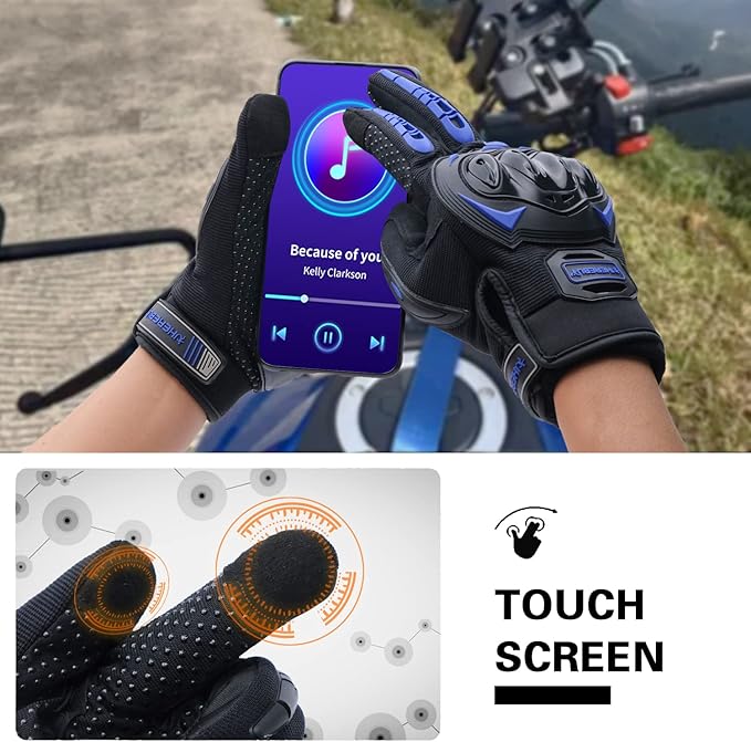 Motorcycle Gloves Touch Screen Full Finger Riding Gloves Knuckle Protection for Men and Women for Dirt Riding, Road Racing, Cycling, Climbing Work Outdoor Sports