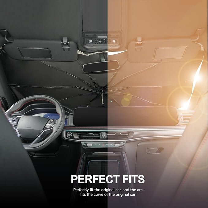 2020-2025 Upgraded for Ford Explorer Sunshade, Portable Foldable Sunshade Accessories, [Nano Ice Crystals Coating] UV Protection, Keeps Interior Cool (for Ford Explorer 2020-2025)