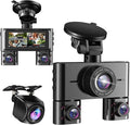 360° Dash Cam Front and Rear Inside, 4 Channel Dash Camera for Cars FHD 1080Px4, Built-in Wi-Fi, 3.16” IPS Screen, WDR Night Vision, Voice Control, Included 64GB Card, 24H Parking Mode