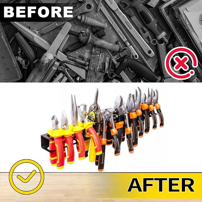 2 Pack Screwdriver Plier Organizer Wall Mount Steel Wall Mount Tool Storage Rack Screwdriver Organizer Hand Tool Hammer Pliers Storage Rack For Garage Workshop Homes Workshops Sheds