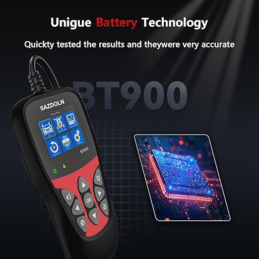 BT900 Car-Battery-Tester 6V 8V 12V, Automotive 100-2000CCA Battery-Load-Tester Analyzer, Digital Auto Battery Analyzer for Car Truck Marine Motorcycle SUV Boat,Black ﻿