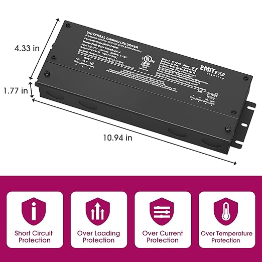 EMITEVER 192W Dimmable LED Driver, 24V 5-in-1 Dimmable Power Supply,2-Channels AC to DC Transformer for LED Light, Compatible with Lutron and Leviton Dimmer, Waterproof IP67 and UL Listed, Class 2