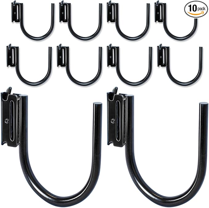 10-Pack 4" E Track J Hooks, Heavy Duty Black Steel Hanger 1,400lbs Break Strength E-Track Tie Down Accessories for Box Truck, Enclosed Trailer, Garage, Vans, Warehouse, Workshop