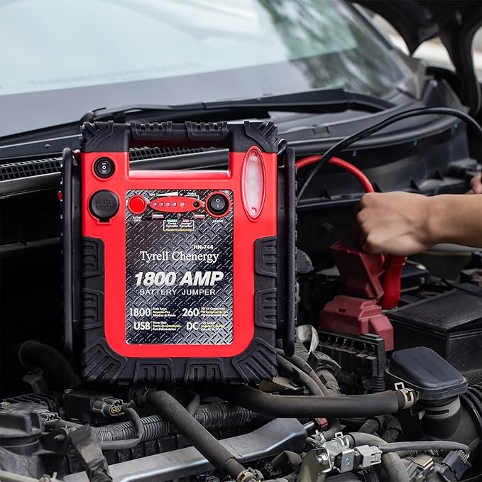 New Upgrade 1800A Car Battery Jump Starter with Air Compressor, 20000mAh 12V Auto Lead-Acid Battery Booste, 260PSI Tire Inflator (Up to 8.0L Gas/Diesel) with LED Light & USB