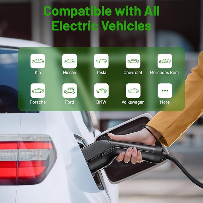 SBB Home Smart Level 2 EV Charger up to 48Amp, 240V Indoor/Outdoor Fast Car Charging Station with App, Wi-Fi Enabled EVSE, Hardwired Electric Car Charger Compatible with All EV Models