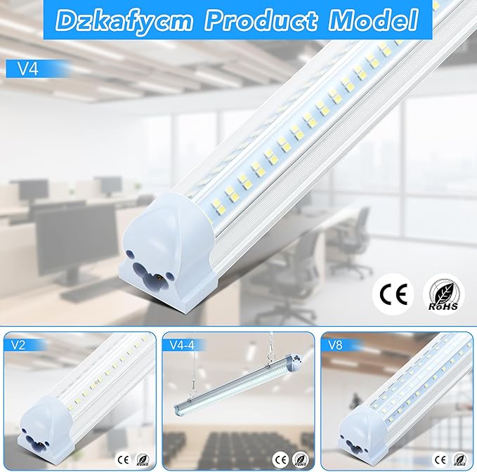 4 Pack 2FT T8 LED Shop Lights, 30W Integrated Tube Light, 4800LM 6000-6500K Daylight, Linkable Lighting, Plug & Play Energy-Saving Commercial Bay Lighting for Garage Warehouse Basement (V4)