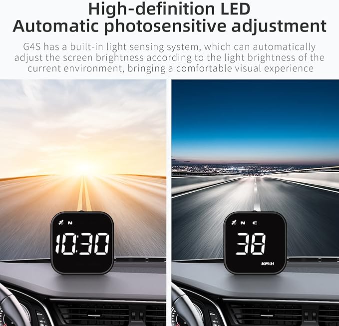 G4S Digital GPS Speedometer, New HUD Car Head Up Display with Digital Speed in MPH KPH, Universal for Cars Truck Electric Hybrid Automobile (G4S-White)