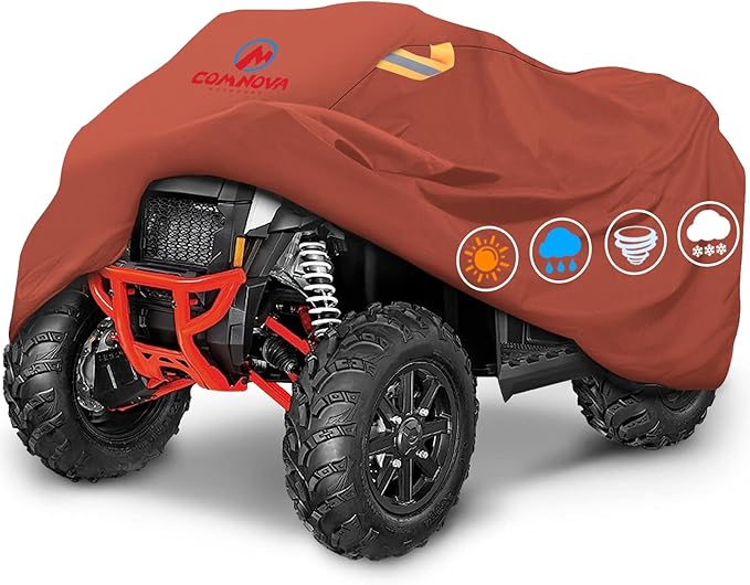 Comnova ATV Cover for 4 Wheelers - 88 Inch ATV Covers 600D Waterproof & Heavy Duty, Outdoor Four Wheeler Quad Cover All Weather Large for Polaris, Kawasaki, Arctic Cat, Honda, Yamaha and More