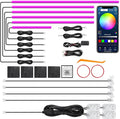 Acrylic Interior Car LED Strip Light with Wireless APP, RGB 14 in 1 with 175 inches 612 LEDs Fiber Optic Strip Lights for Car, Dual Zone Music Sync Neon Car Ambient Lighting Kits