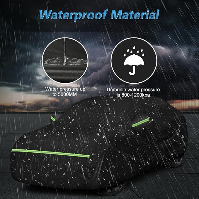Custom Fit for Tesla Model Y Car Cover - Waterproof, All Weather, Heavy Duty Protection, Hail & Windproof, Long Lifetime, with Charge Port Opening and Side Zipper - Fits for Model Y 2020-2025