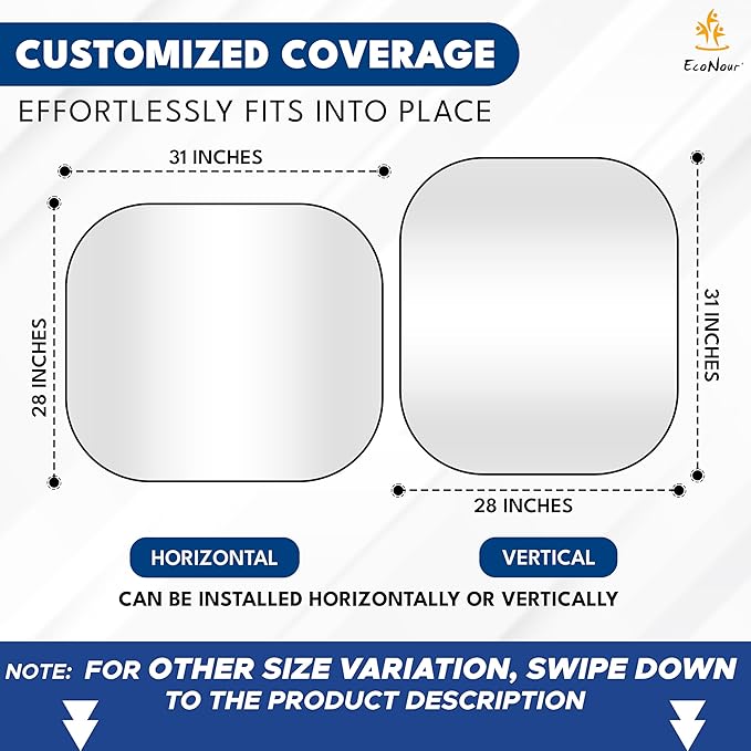 EcoNour Car Windshield Sun Shade Foldable | Front Windshield Shade for Sun, Heat and UV Rays | Sunshade for Car Front Window and Interior Sun Protection | Medium (31 * 28 inches)