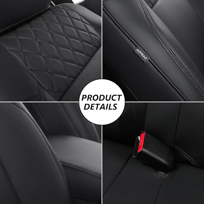 PTYYDS Seat Covers Compatible with 2016-2023 Toyota Tacoma Seat Covers SR5 TRD Off Road Limited PU Leather Car Full Set Protector Replacement for 2016-2023 Toyota Tacoma Accessories