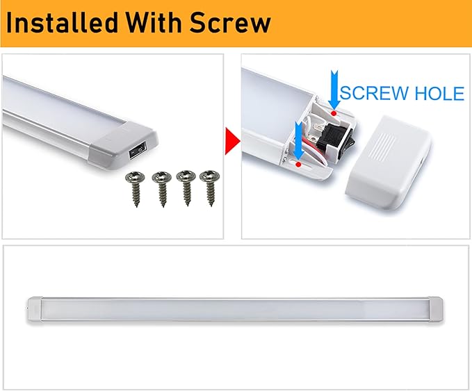 RV Cargo Truck LED Interior Utility Light Fixture 42.1" x 2.6", High Lumen-Output Low Current Draw, Frosted Lens 6000K Cool-White Even Diffused Beam, On/Off Rocker Switch 12V-24V DC, 1-Pack