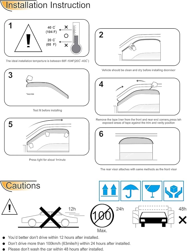 94257 Side Window Wind Deflector,4pc Dark Smoke Nice Window Visors fit for 2010-2013 Mazda 3,Outside Mount Style Tape-On Sun Rain Guards Set
