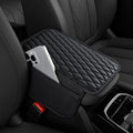 Car Center Console Cover, Upgraded Leather Armrest Seat Box Cover with 2 Storage Bags, Universal Waterproof Car Armrest Cover Cushion Comfortable Car Decor Accessories for Most Vehicles (Black)
