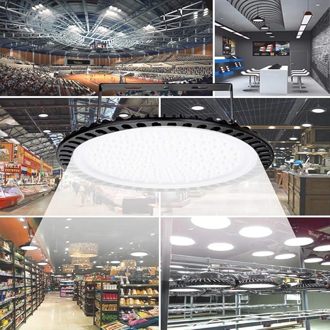 Viugreum 10 Pack 500W UFO LED High Bay Light, 50000LM 6500K Daylight White Ultra Thin LED Warehouse Lighting, IP65 Waterproof Commercial Bay Lighting for Garage Barn Workshop