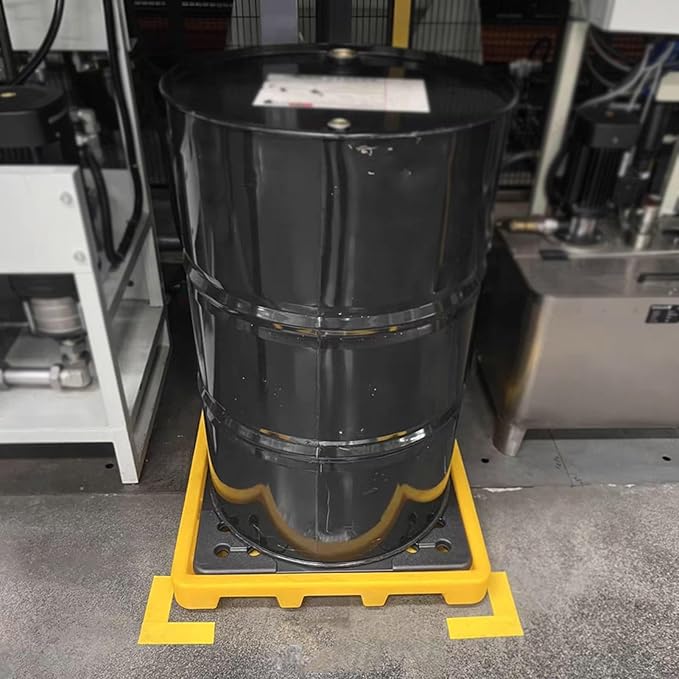 Drum Containment Spill Pallet, Industrial Nestable Oil Drums Leak-Proof Tray, Garage Storage Detachable Anti Slip Polyethylene Platform with Drain (Color : Yellow-2 Pack, Size : 13.4"x13.4"x