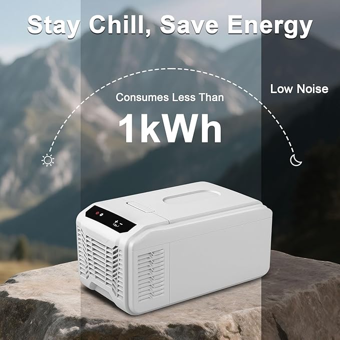 Eeivess 12 Volt Refrigerator, 16QT(15L) Portable Freezer Compressor Cooler, 12/24V DC & 110-240V AC, -4℉~68℉ Dual Mode, Car Fridge for Camping, Travel, Truck, RV, Boat