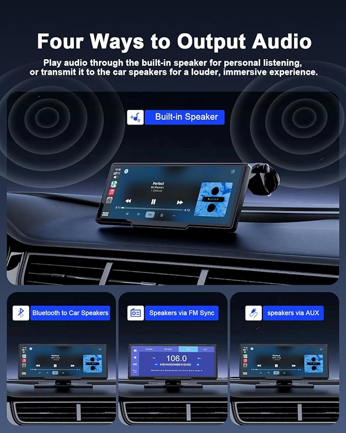 8.1'' Wireless Apple Carplay Screen for Car, Android Auto with Backup Camera, Portable Car Stereo Touchscreen with OTA/GPS Navigation/Mirror Link/Voice Control/Bluetooth/AUX/FM/WiFi
