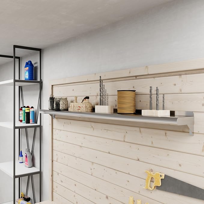 AmGood 60" Long X 6" Deep Stainless Steel Wall Shelf | NSF Certified | Appliance & Equipment Metal Shelving | Kitchen, Restaurant, Garage, Laundry, Utility Room