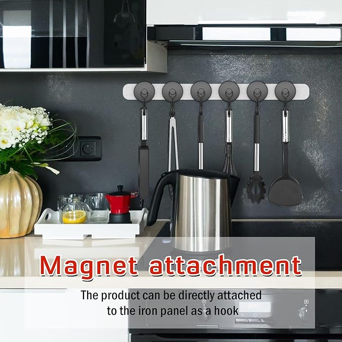 FINDMAG 100lbs+ Magnetic Hooks Heavy Duty, Extra Strong Magnetic Hooks for Cruise Cabins, Large Magnet Hooks for Refrigerator, Magnetic Hanger for Garage, Kitchen, Garden, Locker Accessories, 6 Pack