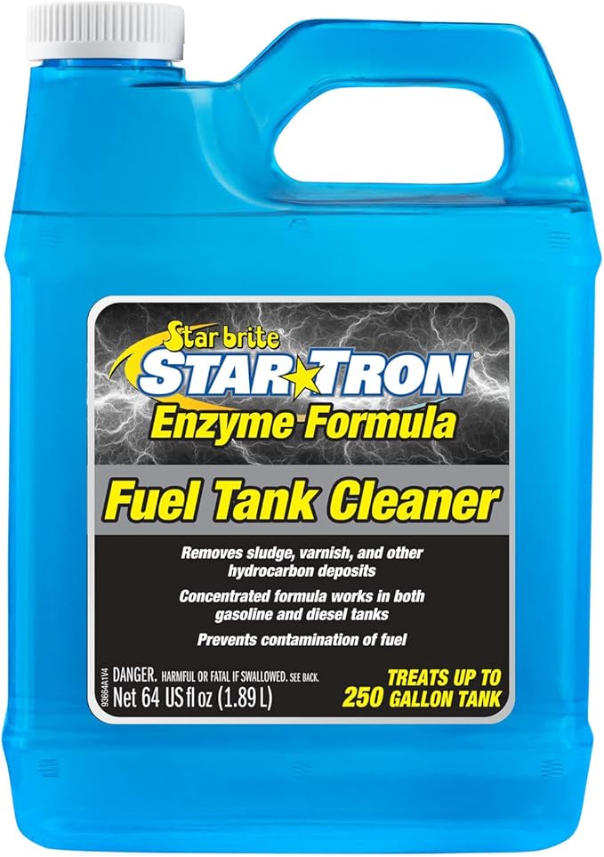 STAR BRITE Star Tron Fuel Tank Cleaner - Remove Sludge, Varnish & Other Deposits - Rejuvanate Old, Stale Fuel - Concentrated Formula Works In Gas Tanks & Diesel Tanks - 64 OZ (093664) , blue