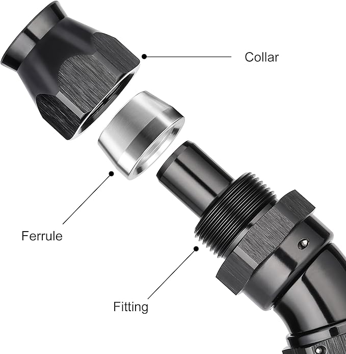 EVIL ENERGY 10AN 30 Degree PTFE One Piece Full Flow End Hose Fitting Aluminum Black