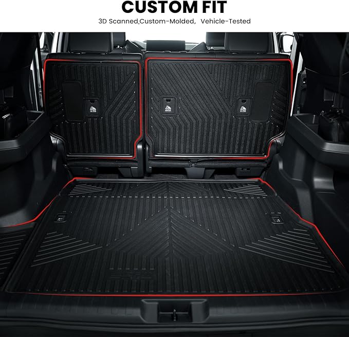 LASFIT Trunk Mat&Backrest Mat for Toyota 4Runner 2025(Only Fit 5 Seats), All Weather TPE Custom Fit Cargo Liner for 4Runner SR5/TRD/Limited 6th gen 4 Runner Cargo Mat, Black