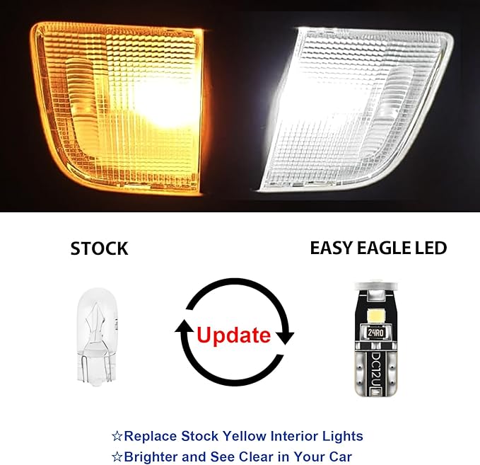 EASY EAGLE LED Interior Car Lights for Toyota-Corolla-2003-2012: 6 Piece Kit White LED Light Bulbs - Super Bright 6000K + Install Tool
