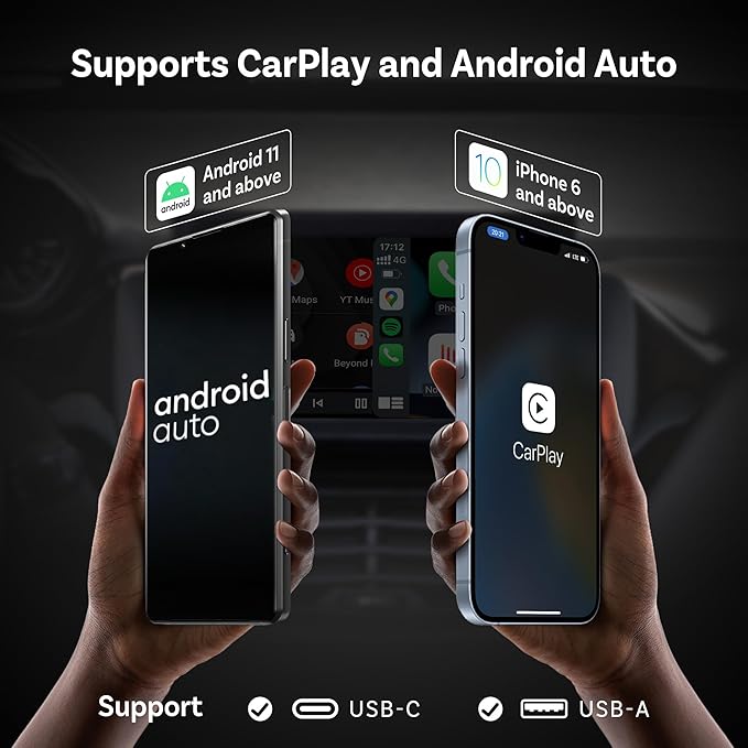 OTTOCAST Wireless Carplay Adapter 2025 for Apple iPhone, Convert Wired to Wireless Car Play for Older Cars Mini USB Design Plug & Play, Multi-User Seamless Connection for iOS 10+/ Android Auto (White)