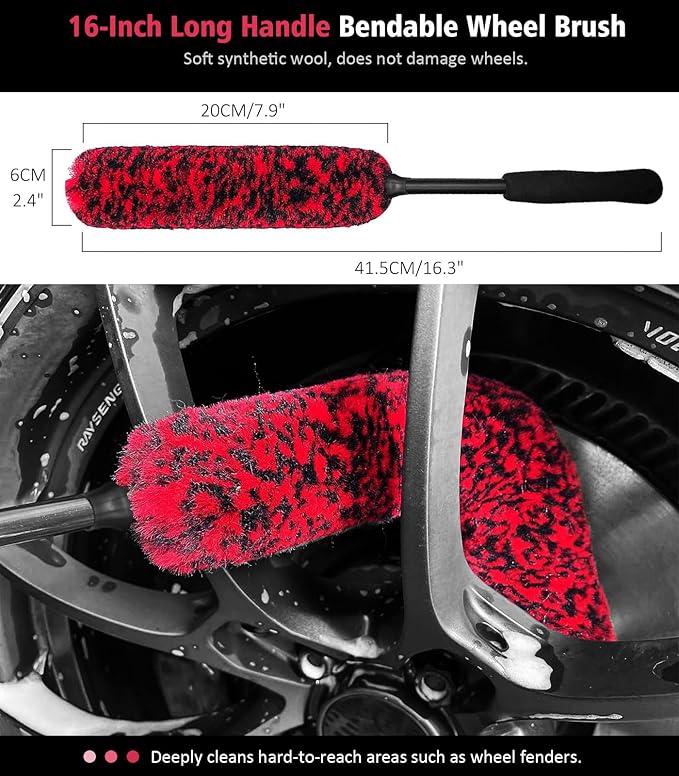 6PCS Motorcycle Cleaning Kit, Wool Wheel Brush, Tire and Chain Brush, Detailing Brush, Ultra Plush Microfiber Towel and Car Wash Mitt for Car Wheels Motorcycle Dirt Bike Cleaning Wash Kit