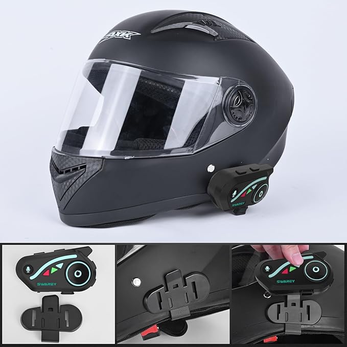 V8 Motorcycle Bluetooth Headset, Helmet Intercom with FM and Music Sharing Noise Cancelling DSP&CVC HiFi Stereo 1000M to 2000M Intercomunicador Moto (Dual Pack, 2X)