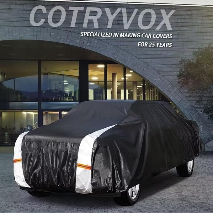 Ford F100 Truck Cover Custom Fit 1953-1983 Regular/Extended/Crew Cab Short/Long Bed(6.4'-8.5') with Door Zipper, 10 Layers Outdoor Pickup Truck Cover Waterproof All Weather, Wind Dust Sun Protector.