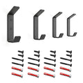 Wall Hooks Double Hook 4-Pack - Made in USA - 50 lb Capacity Stel Coat Hooks, Powder Coated Metal Wall Mount Hooks for Entryway, Garage, Bathroom.