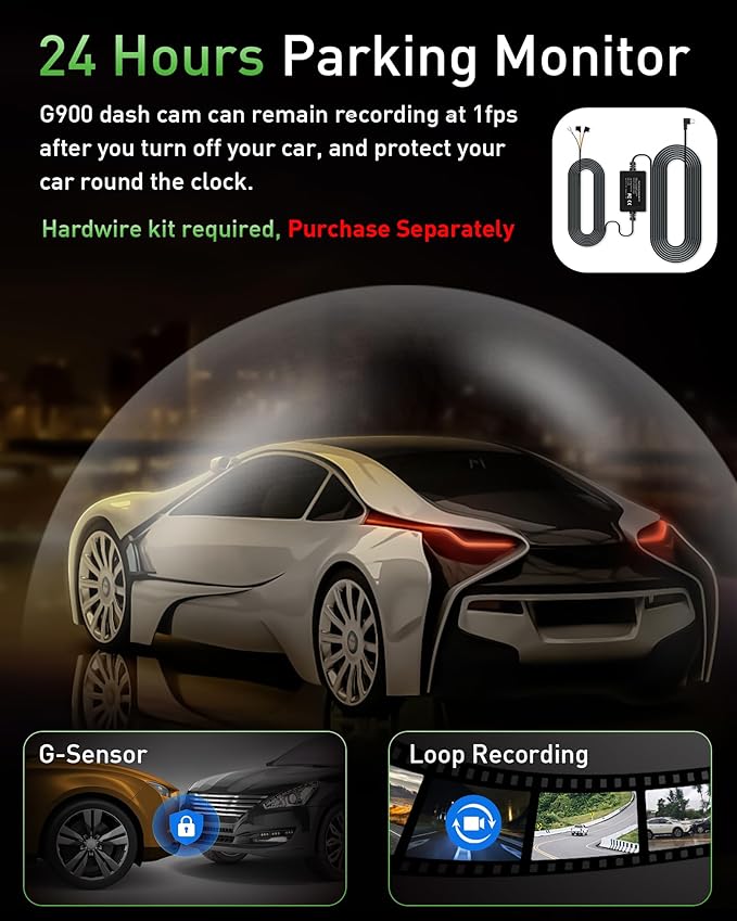 Dash Cam Front and Rear,4K+1080P WiFi Dual Dash Camera for Cars with App, 3" IPS Dashboard Camera Recorder,Night Vision,24H/7 Parking Mode, Loop Recording,170° Wide Angle,Free 64GB SD Card