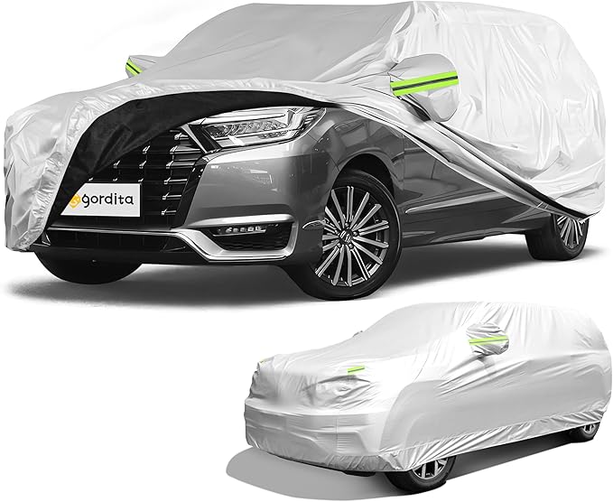 Car Cover Waterproof All Weather for SUV - All-Weather Windproof Design for Automobiles (Rain/Sun/Scratch Resistant), Universal Fit SUV Up to 190’’ (Upgrade)