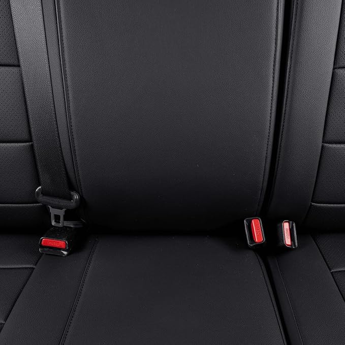 EKR Custom Fit Tacoma Car Seat Covers for Select Toyota Tacoma 2016 2017 2018 2019 2020 2021 2022 2023 Access Cab -Full Set,Leather(Black)